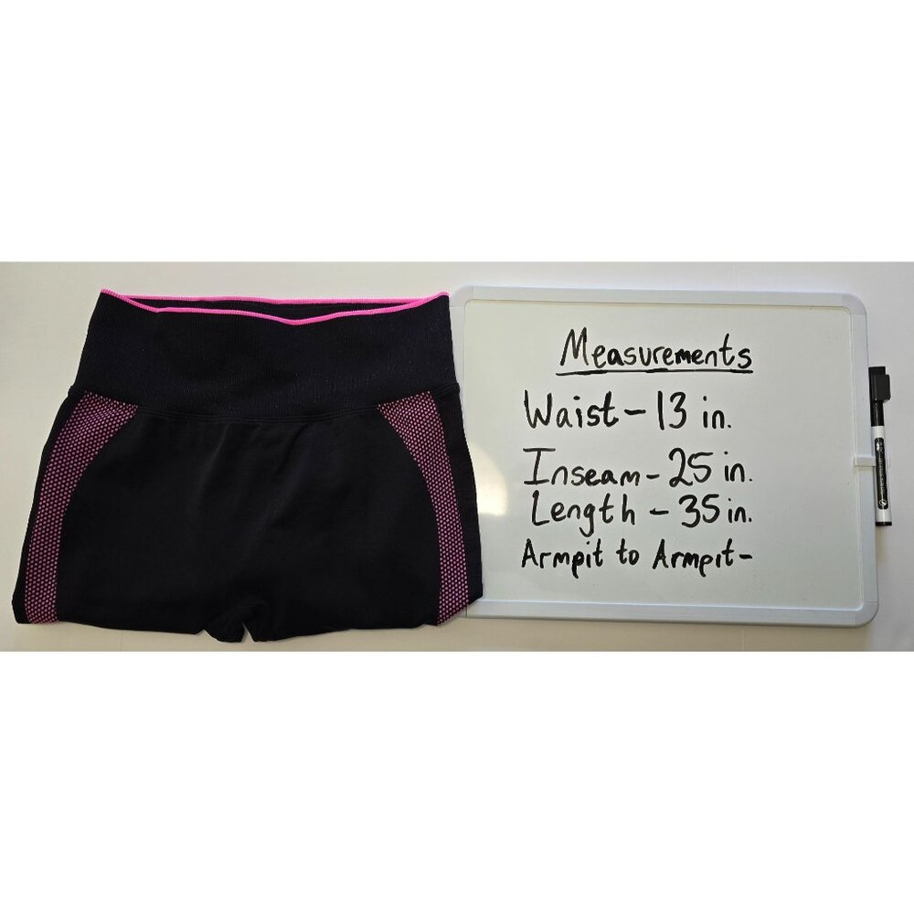 PINK Victoria's Secret Seamless Leggings Black & Pink Logo Medium High Waist M - Picture 4 of 6